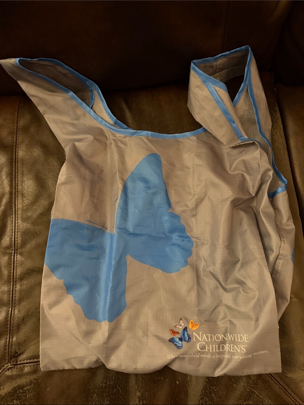 Medical large tote children’s hospital nationwide Gray & Blue Reusable Tote Bag